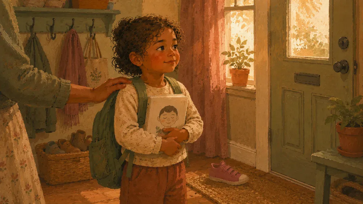A child looking calm before a new routine like a first day at preschool