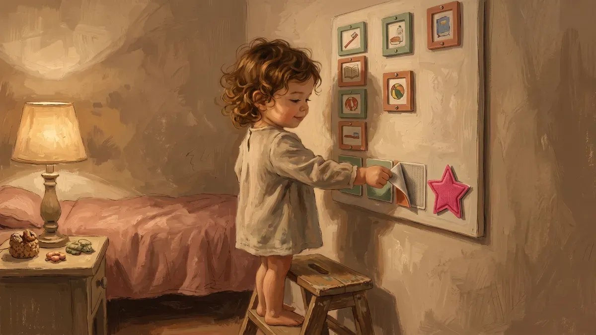 A visual schedule blending a fixed daily sequence with movable reward steps for a child with co-occurring ADHD and autism
