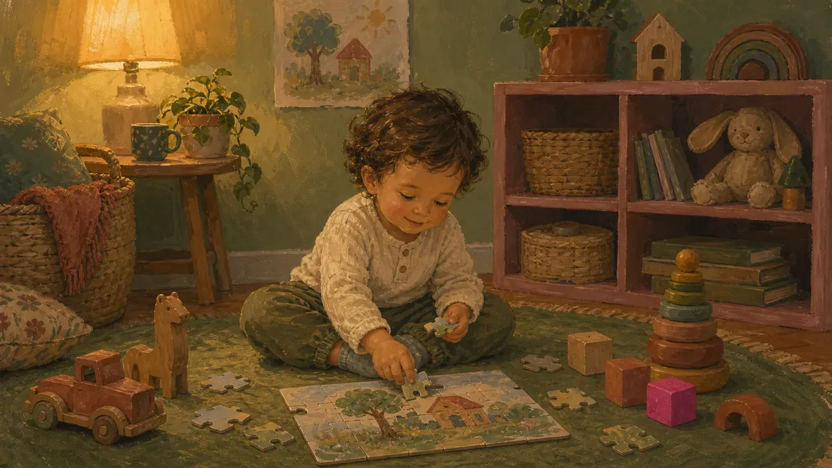 Calm focused toddler playing happily representing the green zone of regulation