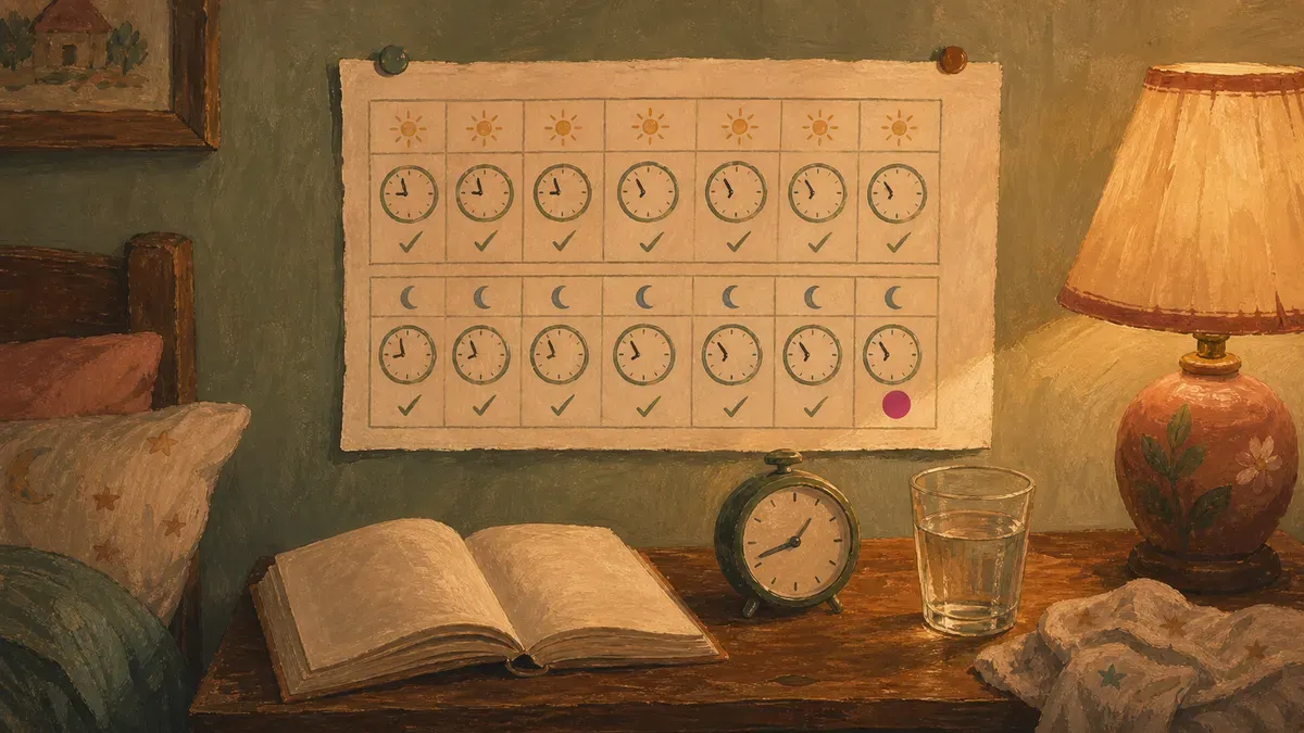 Wall calendar showing a gradual two-week wake-time shift before the first day of school